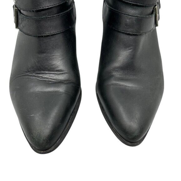 Via Spiga US 8 / 38 Ankle Boots Booties Black Leather Moto Biker Buckles Classic - Picture 9 of 12